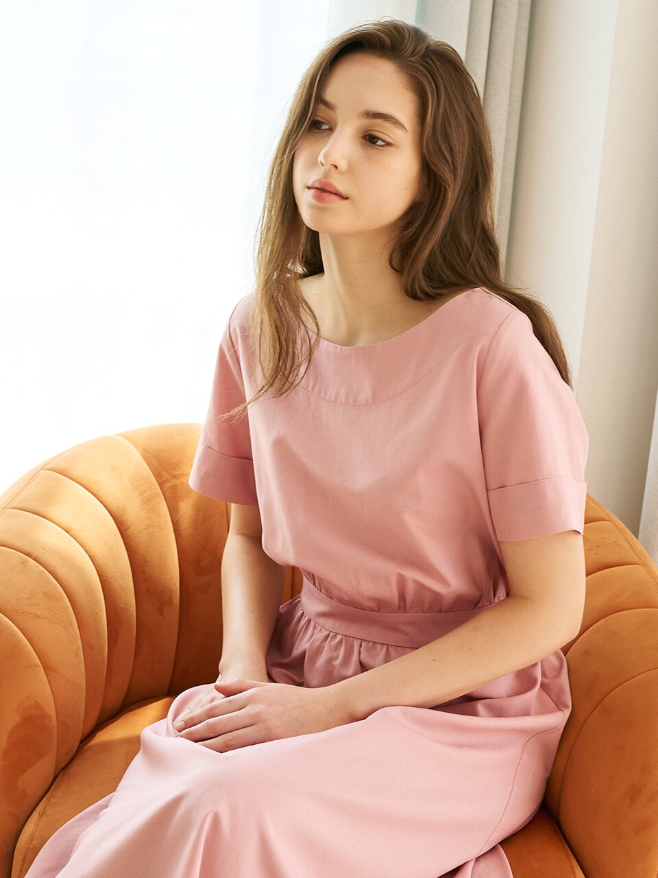 Linen Boat-neck Dress (4 color)
