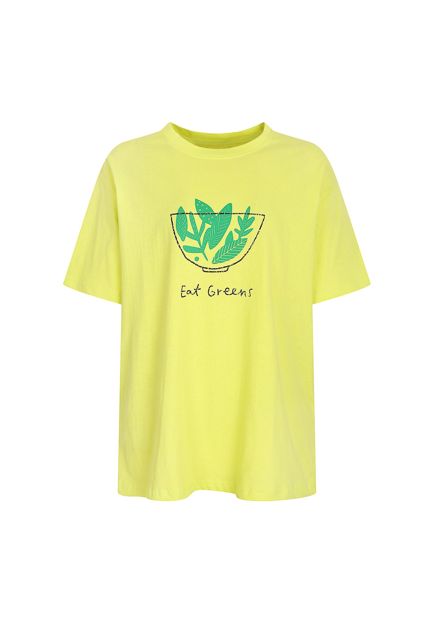 일러스트 프린트 롱 코튼 티셔츠 (LIGHT/GREEN)