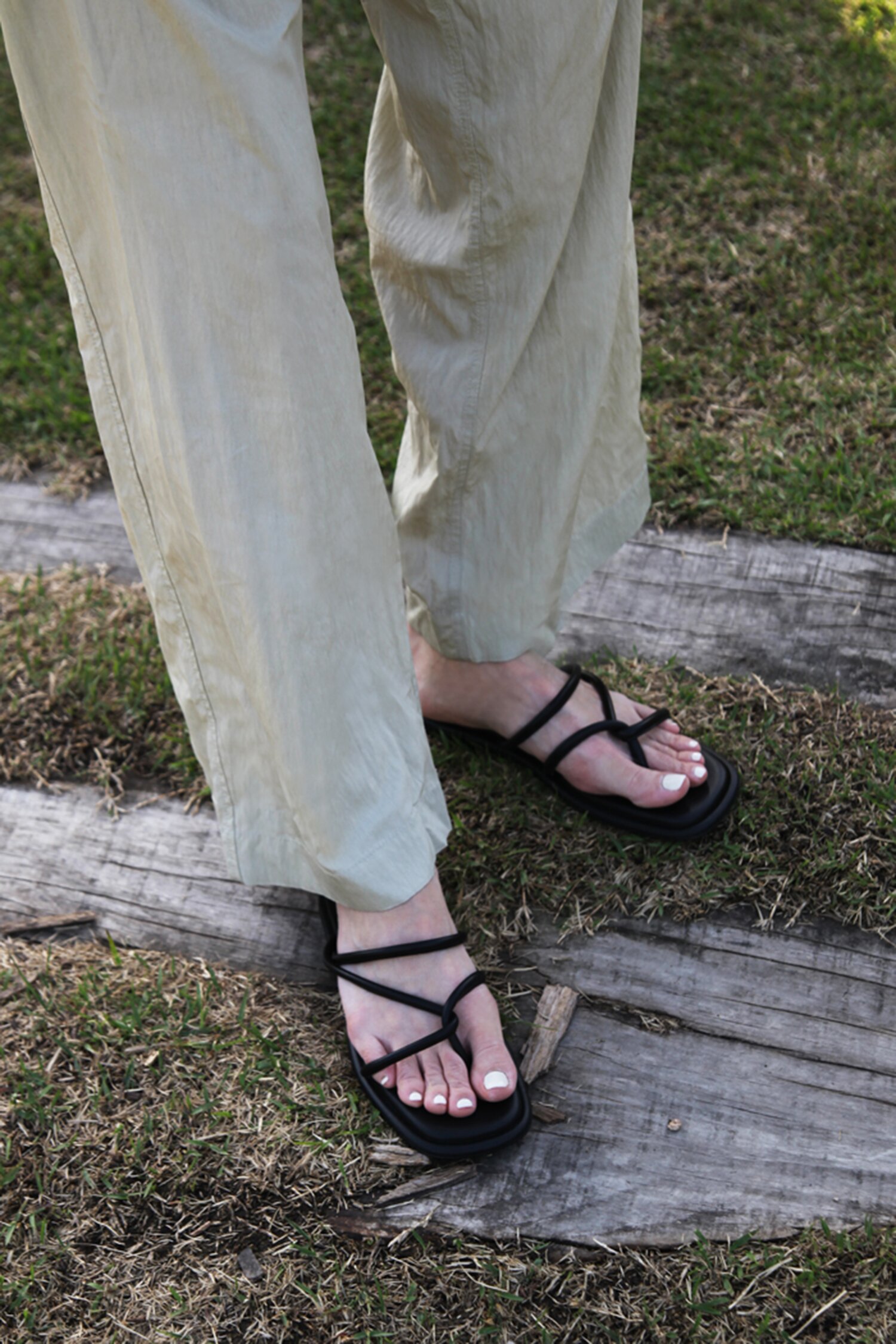 Maya Slides Leather Black