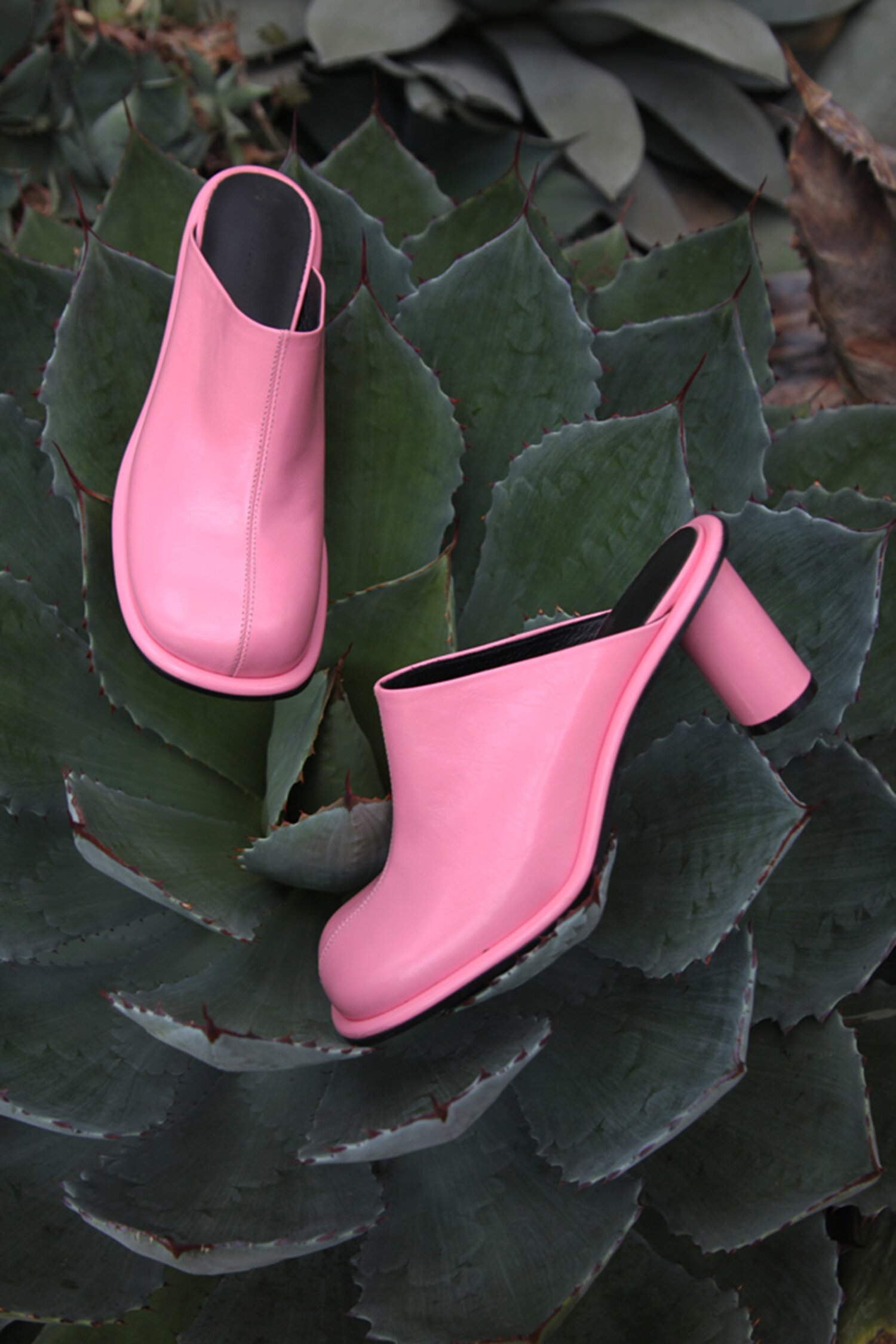 Julie Mules Leather Pink