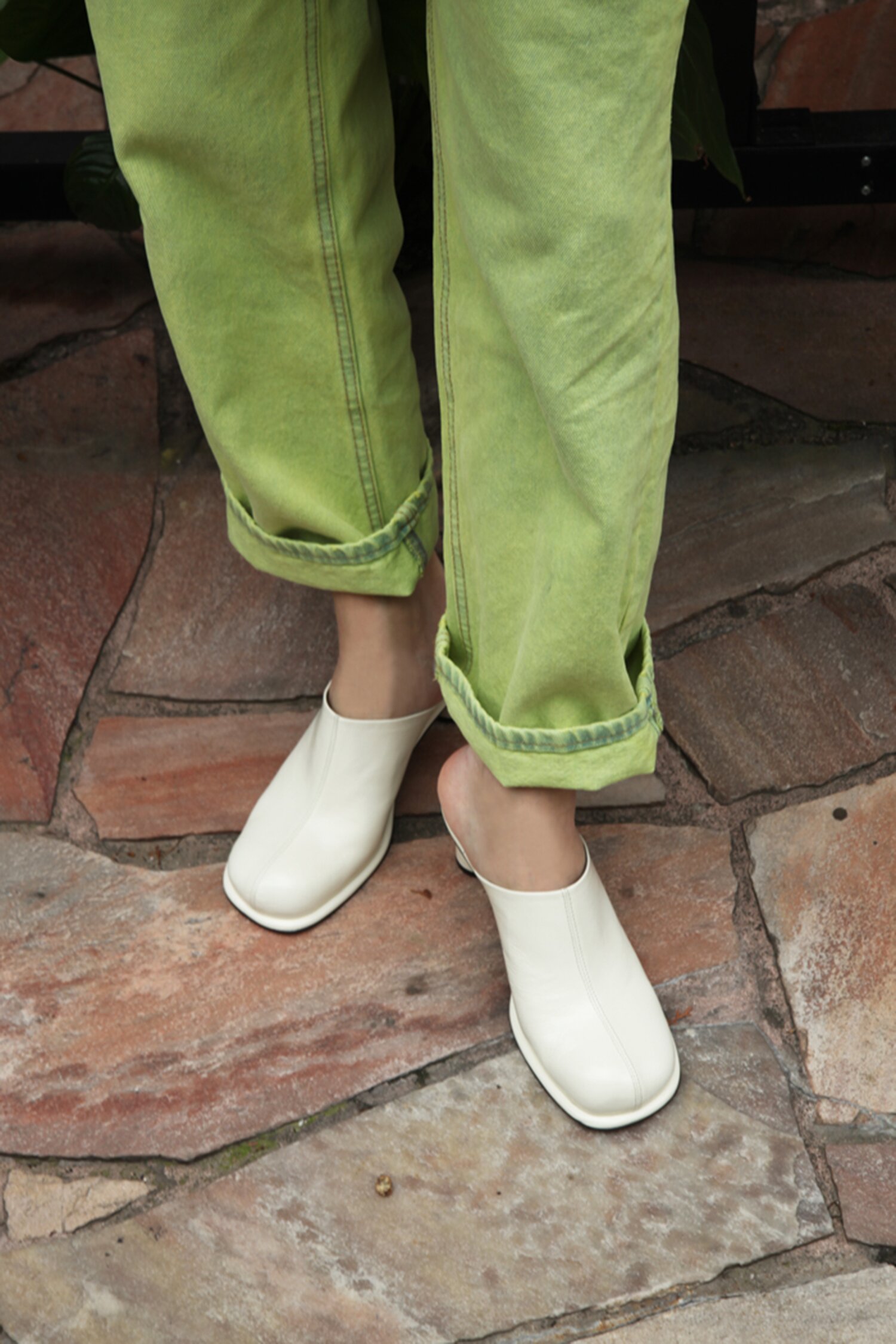 Julie Mules Leather Ivory