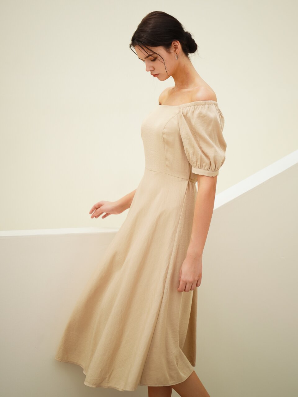 Square Neck Balloon Dress_Black