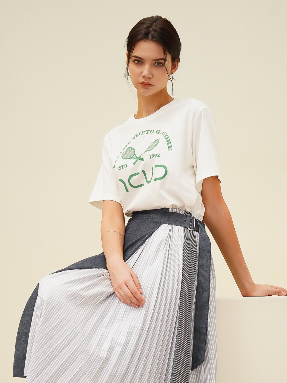Logo Printed Half Sleeve T-shirt_White