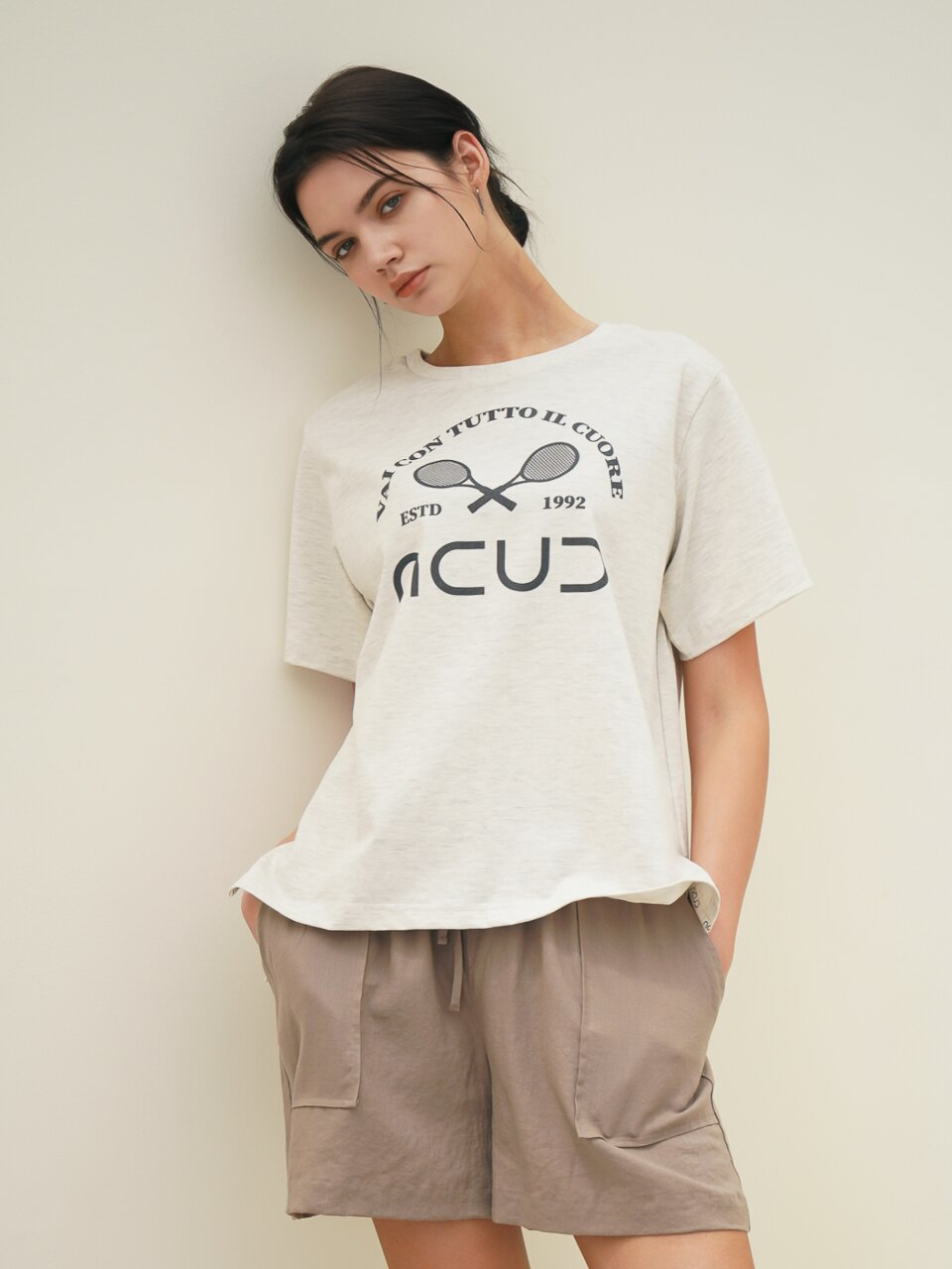 Logo Printed Half Sleeve T-shirt_White