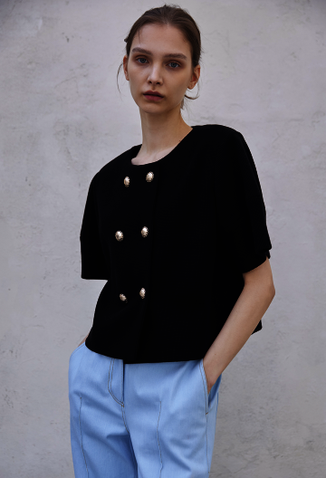 JERSY CROP JACKET BLACK