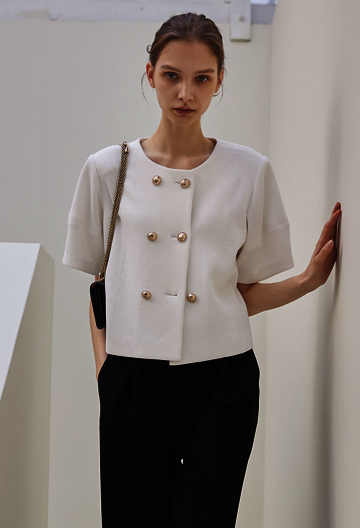 JERSY CROP JACKET WHITE