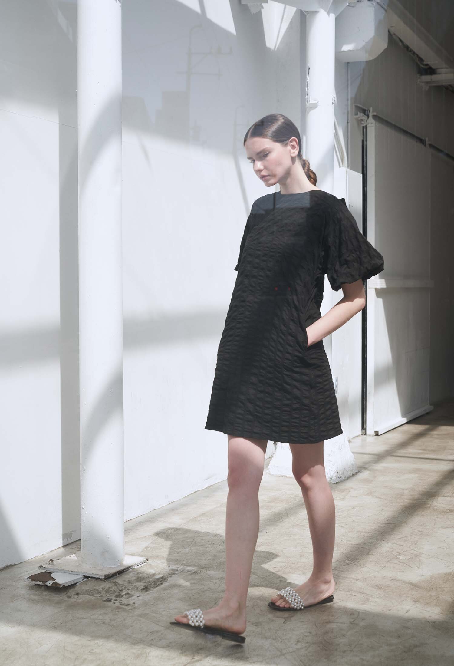 Ciel Seersucker Minidress (Black)