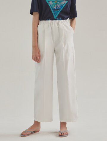 톰 일자핏 밴딩 팬츠 와이드 슬랙스_아이보리