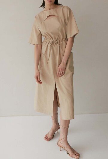 Selene Cutout Linen Midi Dress 