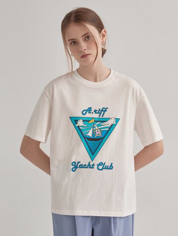 요트 클럽 반팔 면 티셔츠_네이비