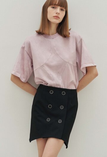 Kris Natural Dye Diamond Boxy Crop Tee (Purple)