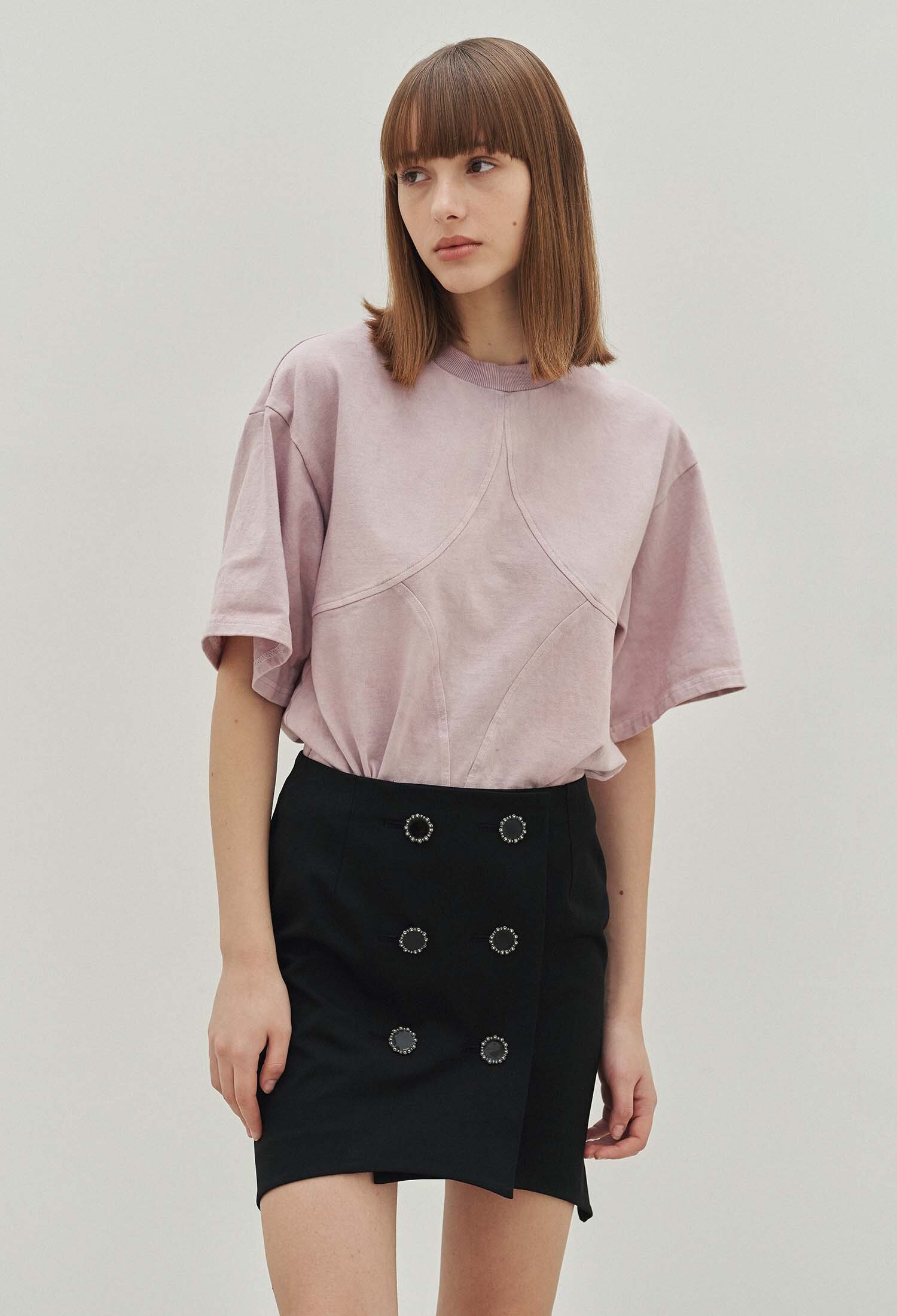 Kris Natural Dye Diamond Boxy Crop Tee (Purple)
