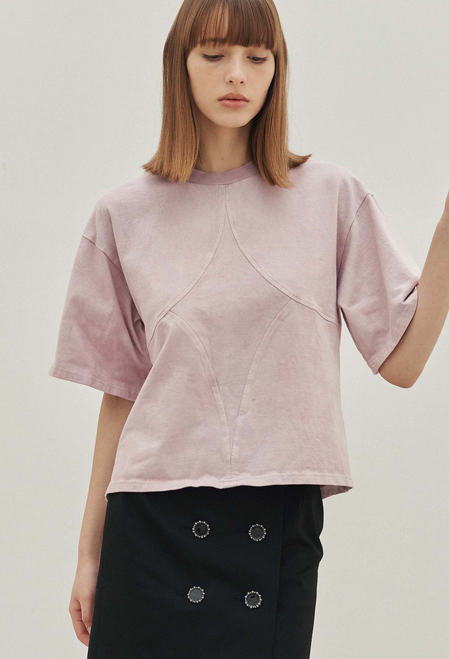 Kris Natural Dye Diamond Boxy Crop Tee (Purple)
