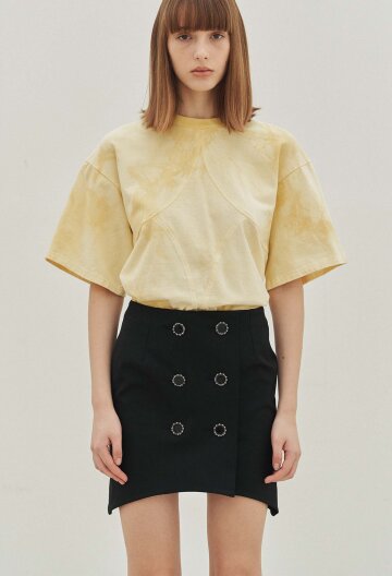 Kris Natural Dye Diamond Boxy Crop Tee (Marigold)