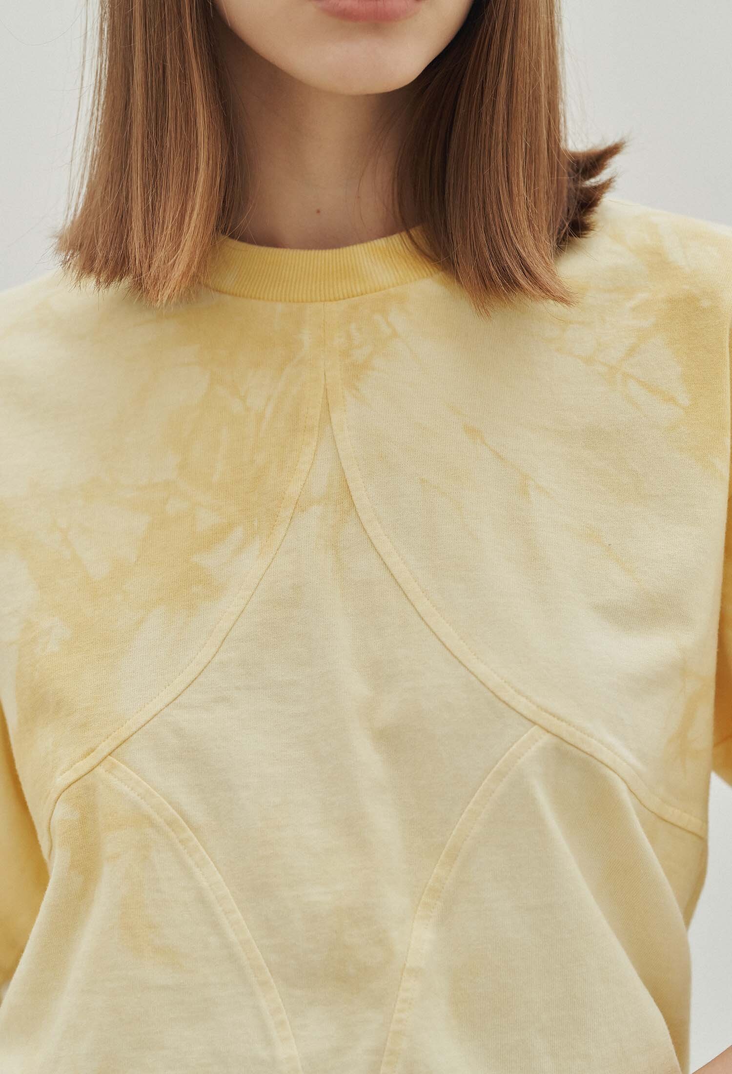 Kris Natural Dye Diamond Boxy Crop Tee (Marigold)