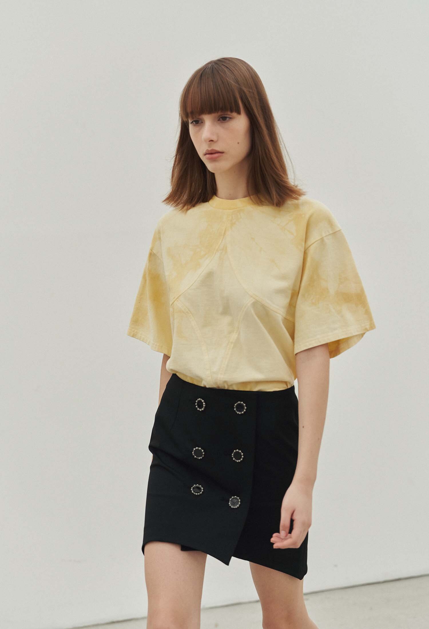 Kris Natural Dye Diamond Boxy Crop Tee (Marigold)