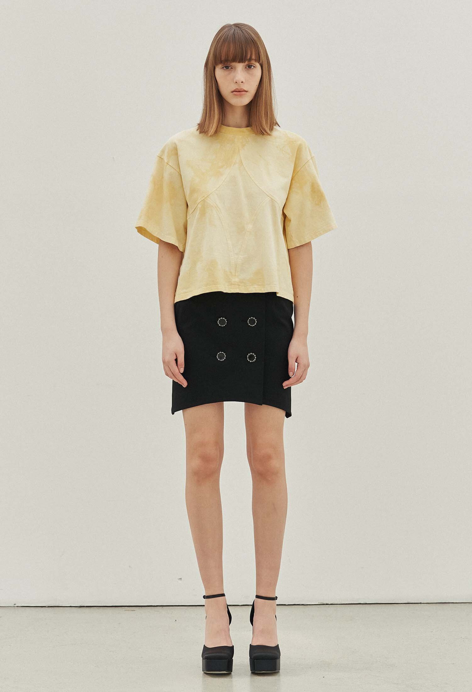 Kris Natural Dye Diamond Boxy Crop Tee (Marigold)