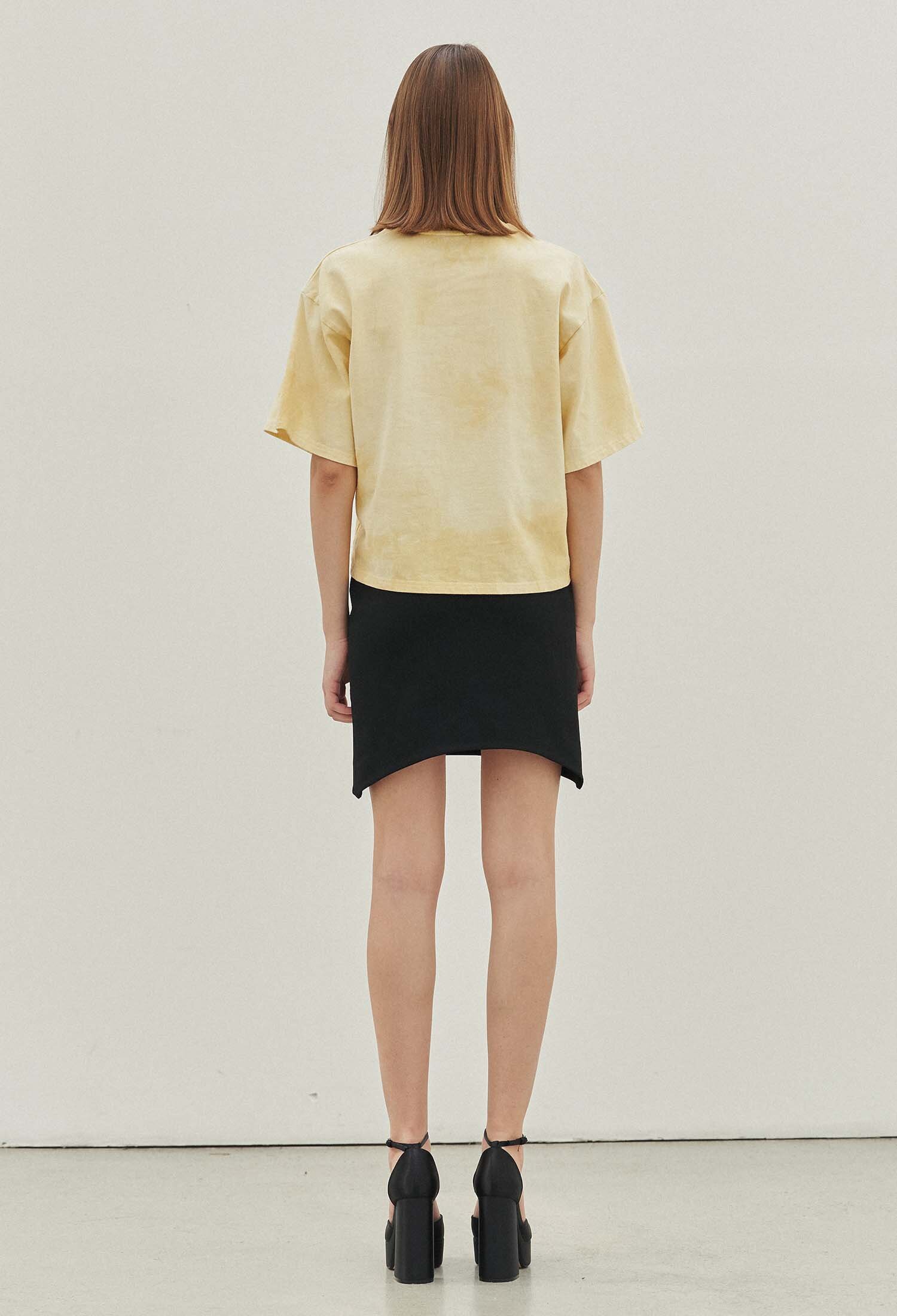 Kris Natural Dye Diamond Boxy Crop Tee (Marigold)