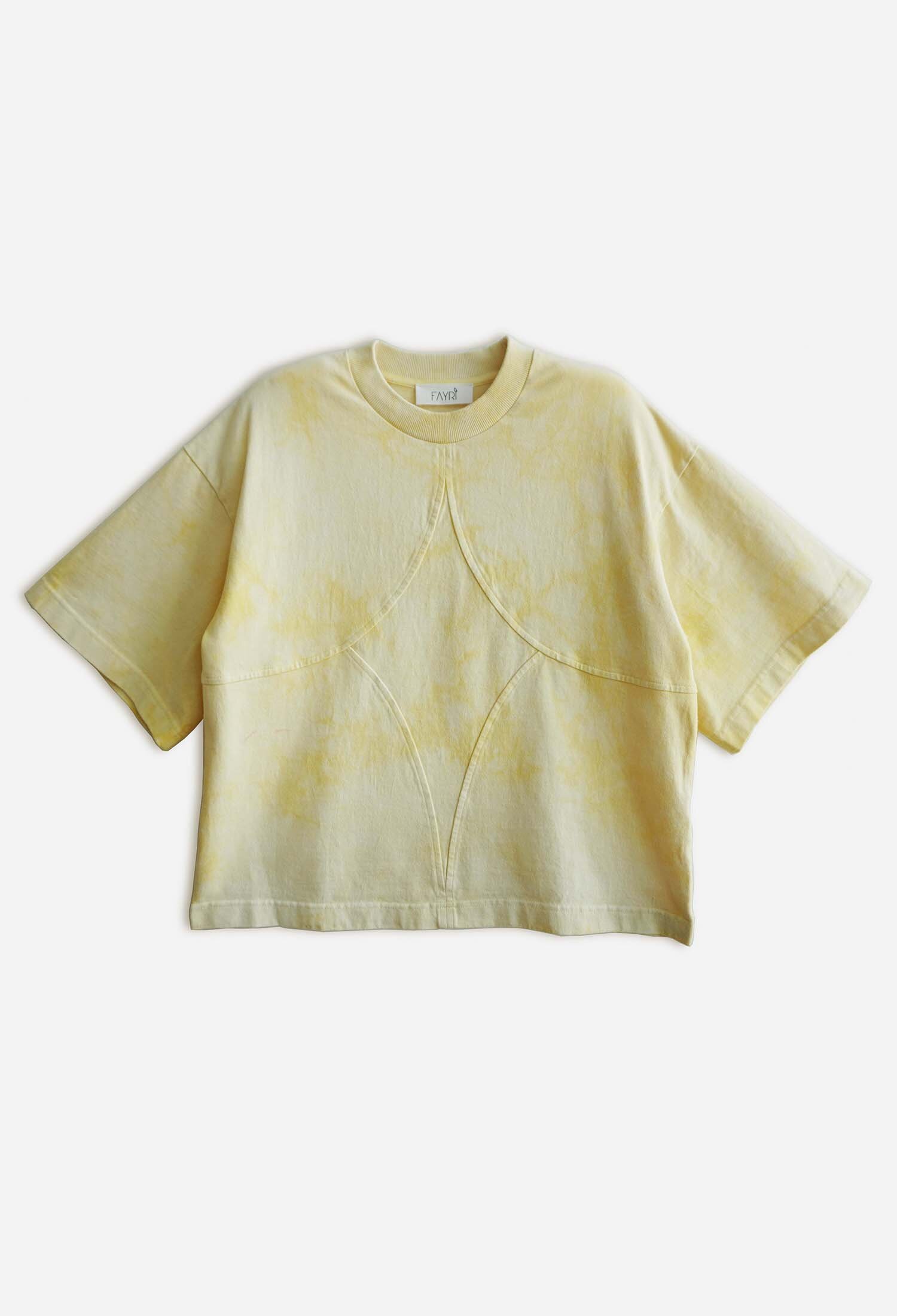 Kris Natural Dye Diamond Boxy Crop Tee (Marigold)