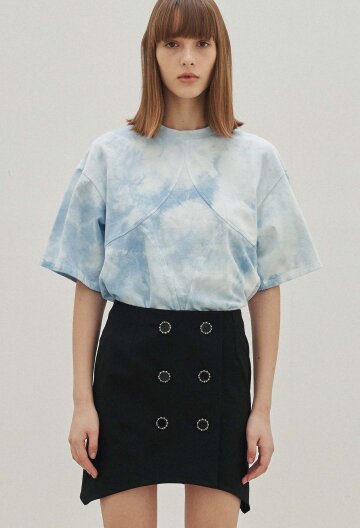 Kris Natural Dye Diamond Boxy Crop Tee (Blue)