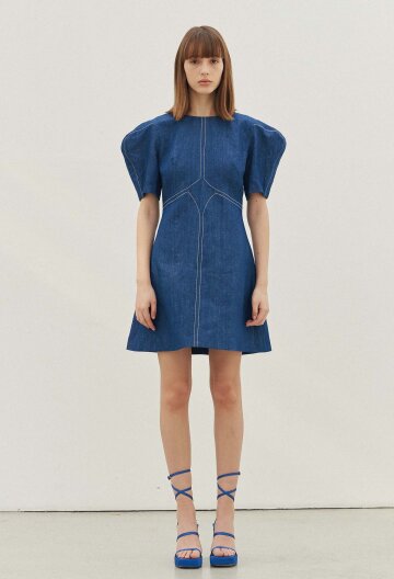 Dawn Linen Denim Minidress (Indigo Blue)