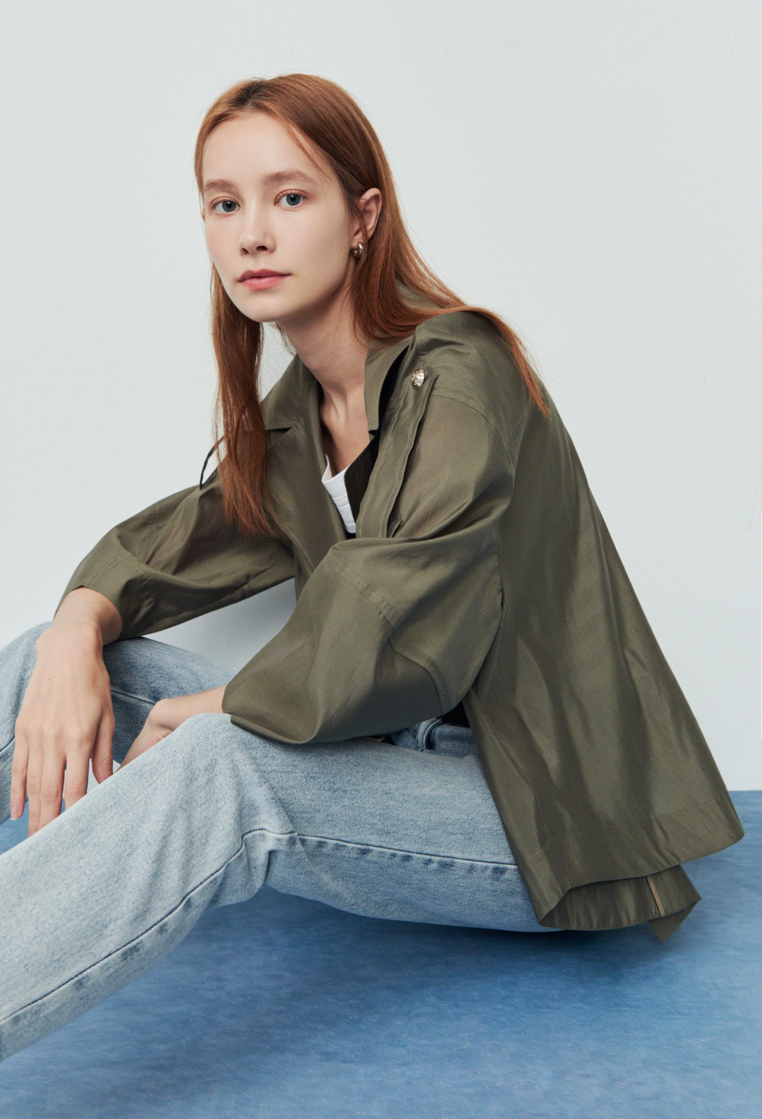 D링 포인트 트렌치 자켓 (KHAKI)