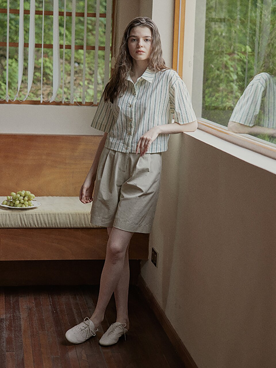 Mary cowboy wide fit banding half-pants