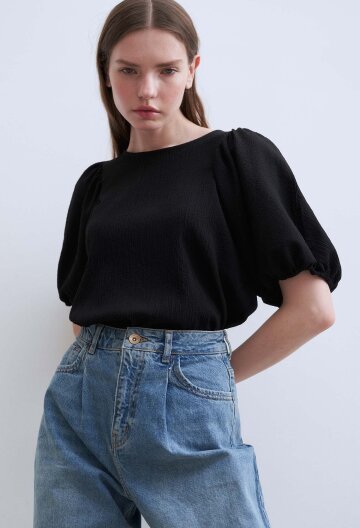 Lori Crinkle Puff Sleeve Top (2 Colors)