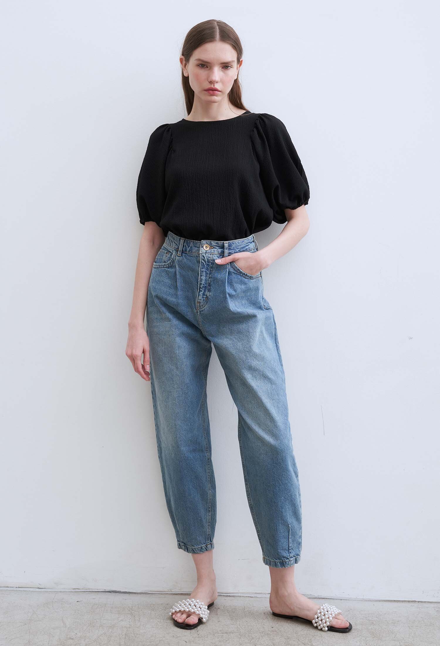 Lori Crinkle Puff Sleeve Top (2 Colors)