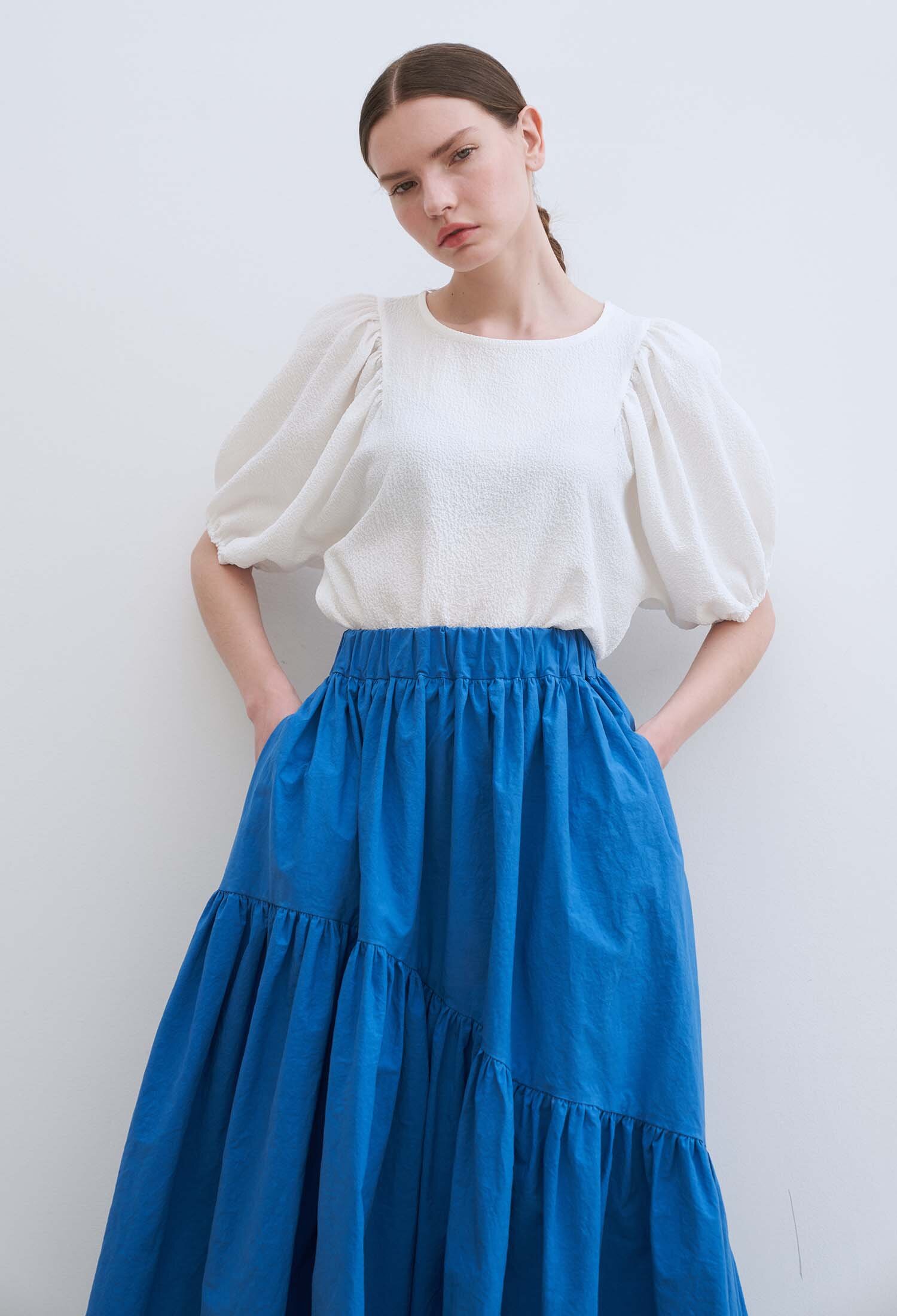 Lori Crinkle Puff Sleeve Top (2 Colors)