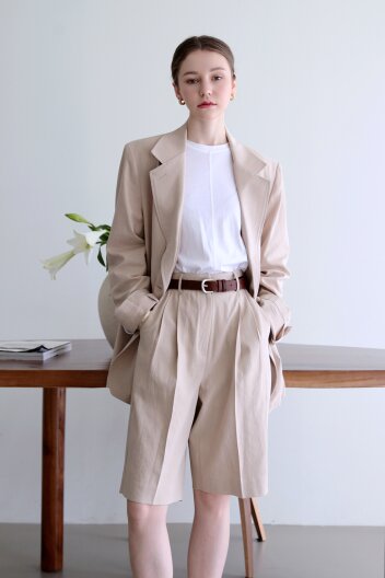 프렌치 린넨 싱글 자켓 