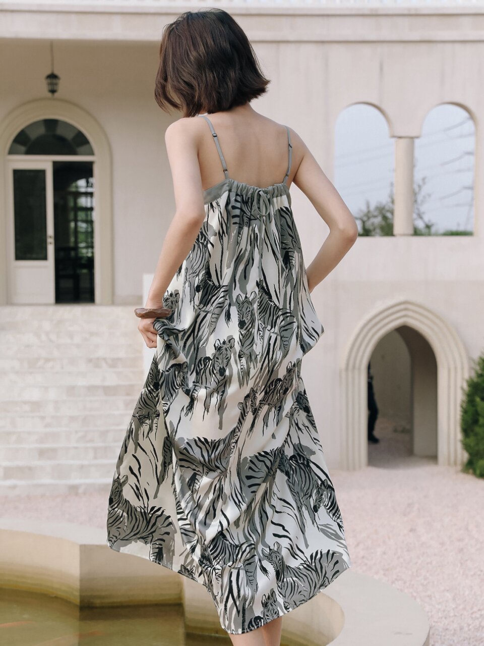 LS zebra print maxi dress_black