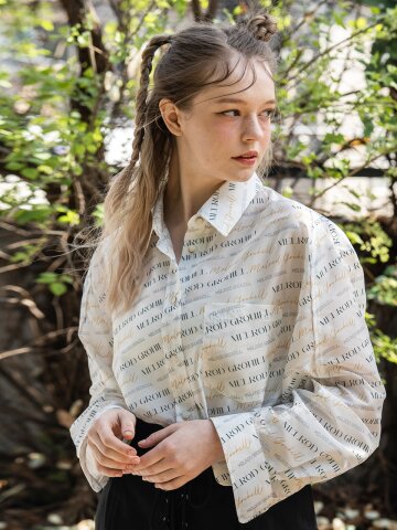 lettering glossy shirt