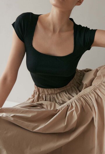 PURE BY FAYRI Square Neck Rib Tee (3 Colors)