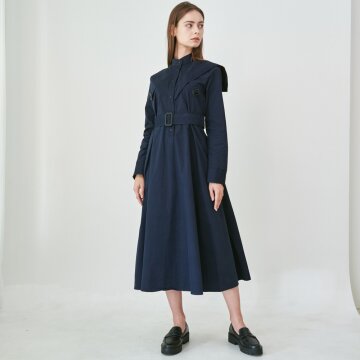 [분더가이스트] 카발리에 플레어 셔츠롱원피스 (네이비)