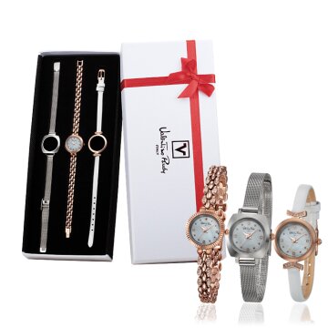 발렌티노루디 VR2527B-RG 메탈 메쉬 가죽3종세트 여자시계