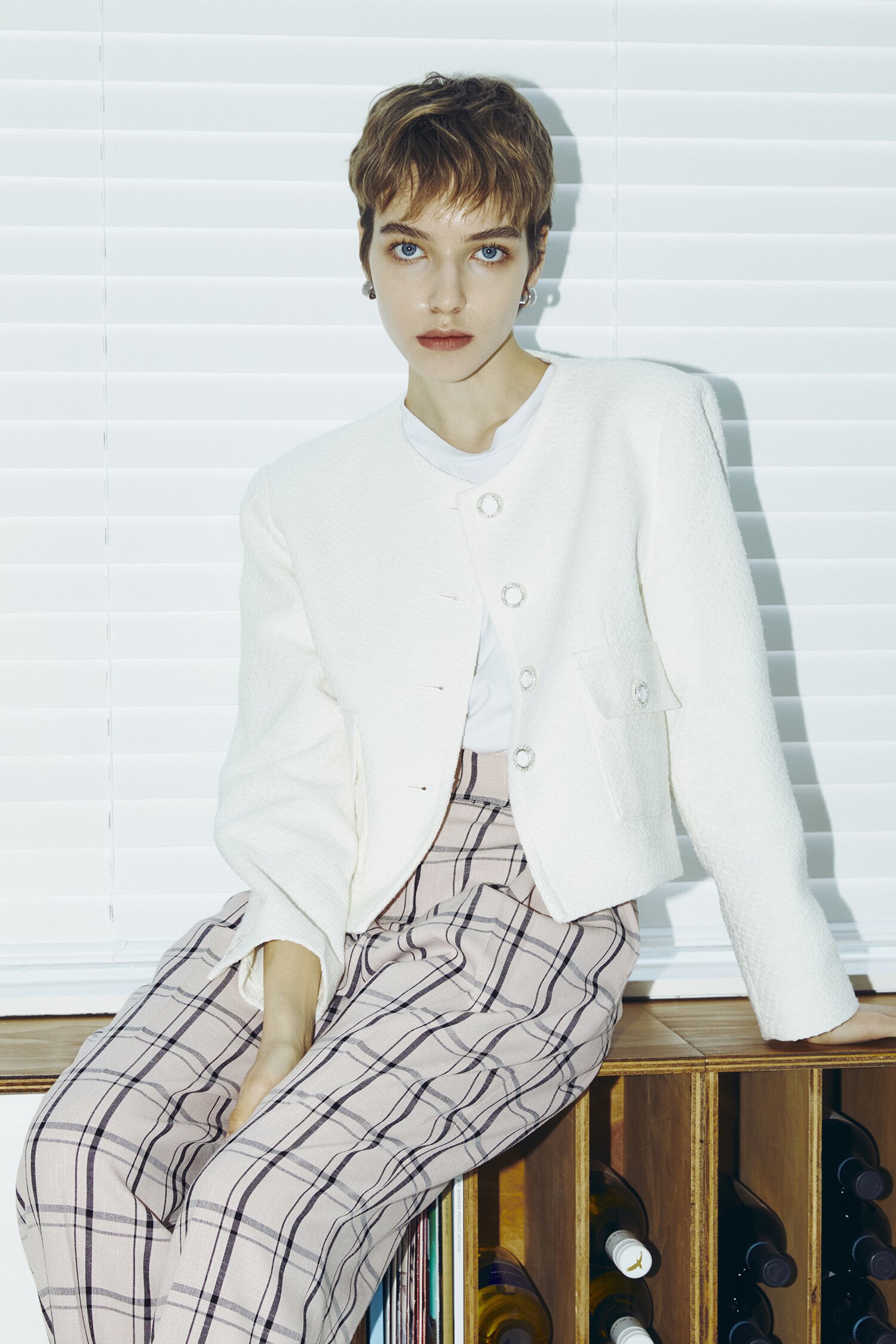 Tweed Crop Jacket - White