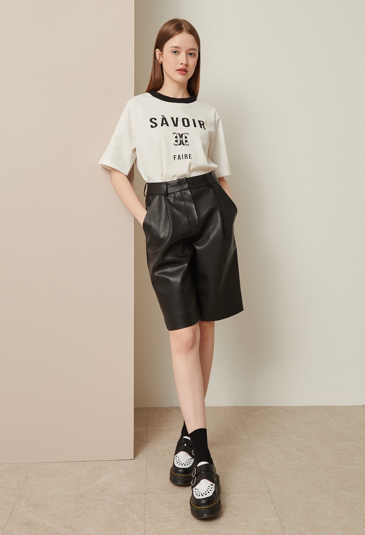 에코 레더 버뮤다 팬츠 (BLACK)