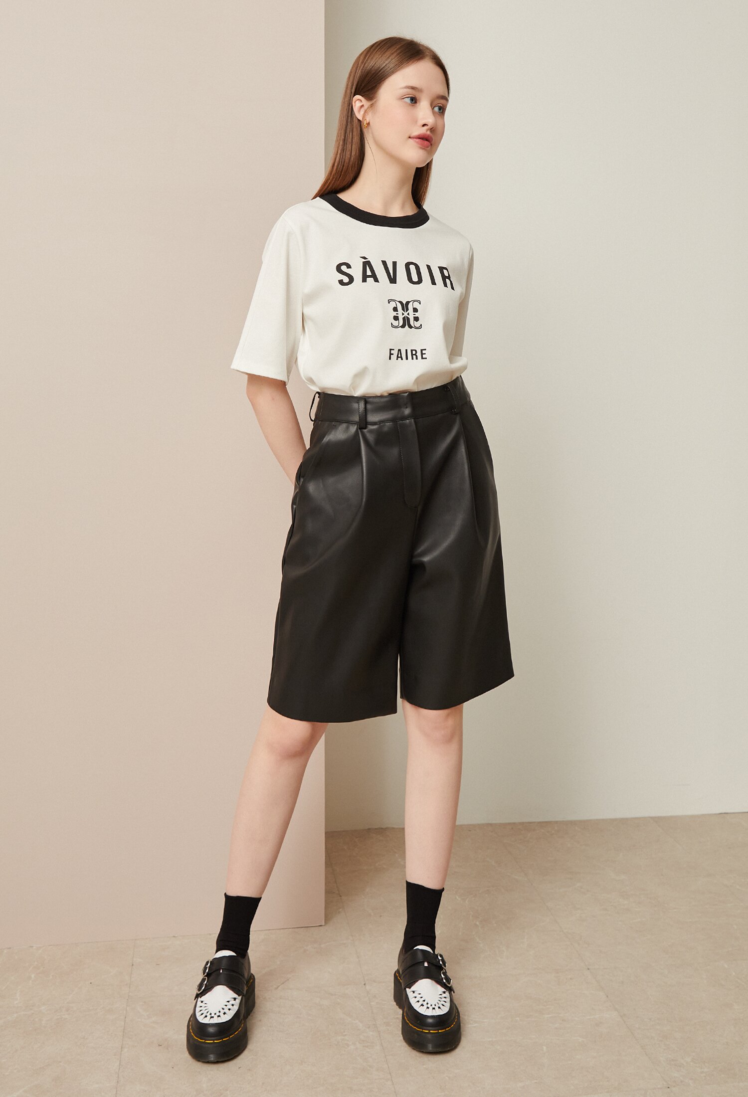 에코 레더 버뮤다 팬츠 (BLACK)