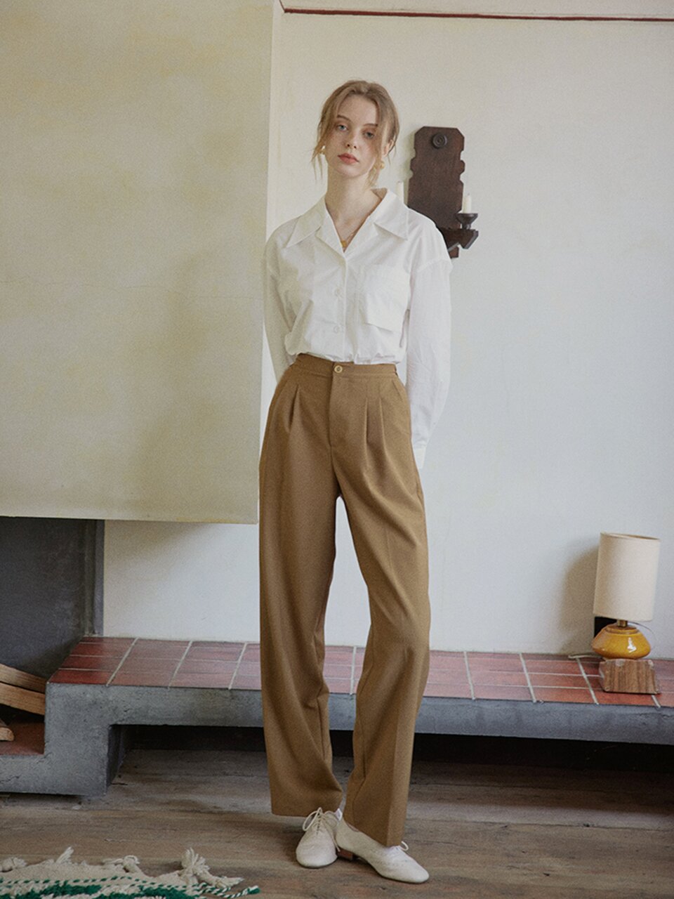 Mary wide straight two-tuck pants