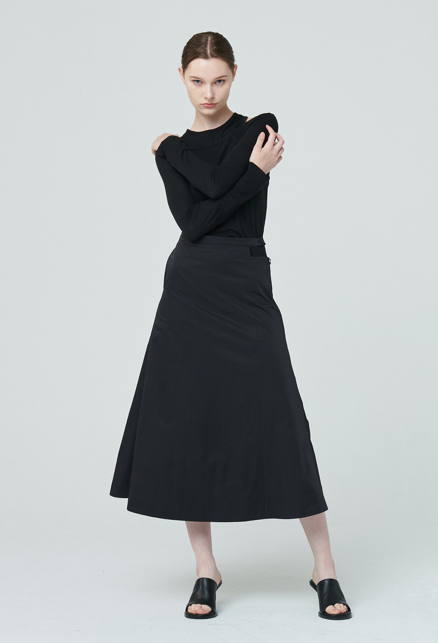 Cut Out Midi Skirt - Black