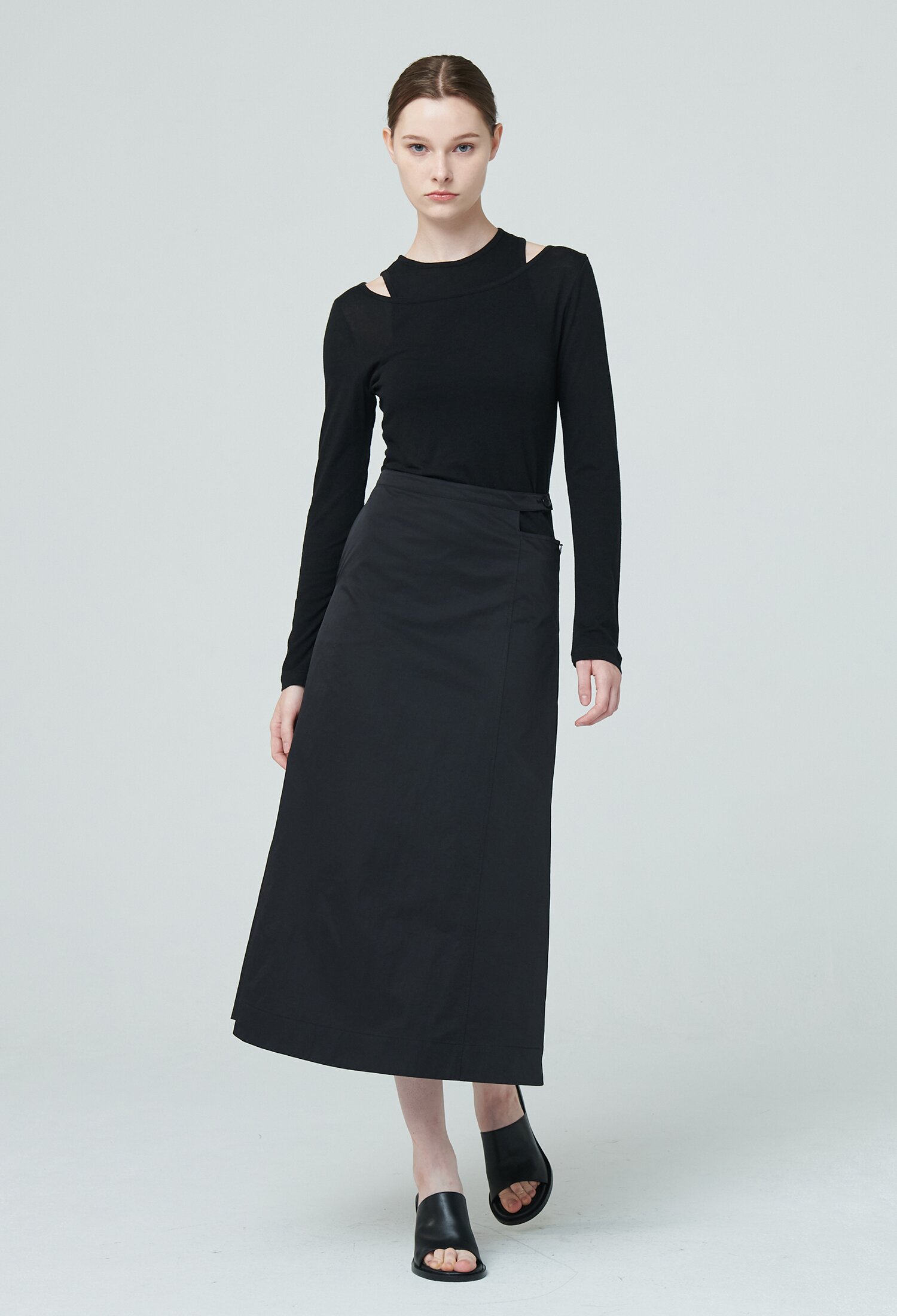 Cut Out Midi Skirt - Black