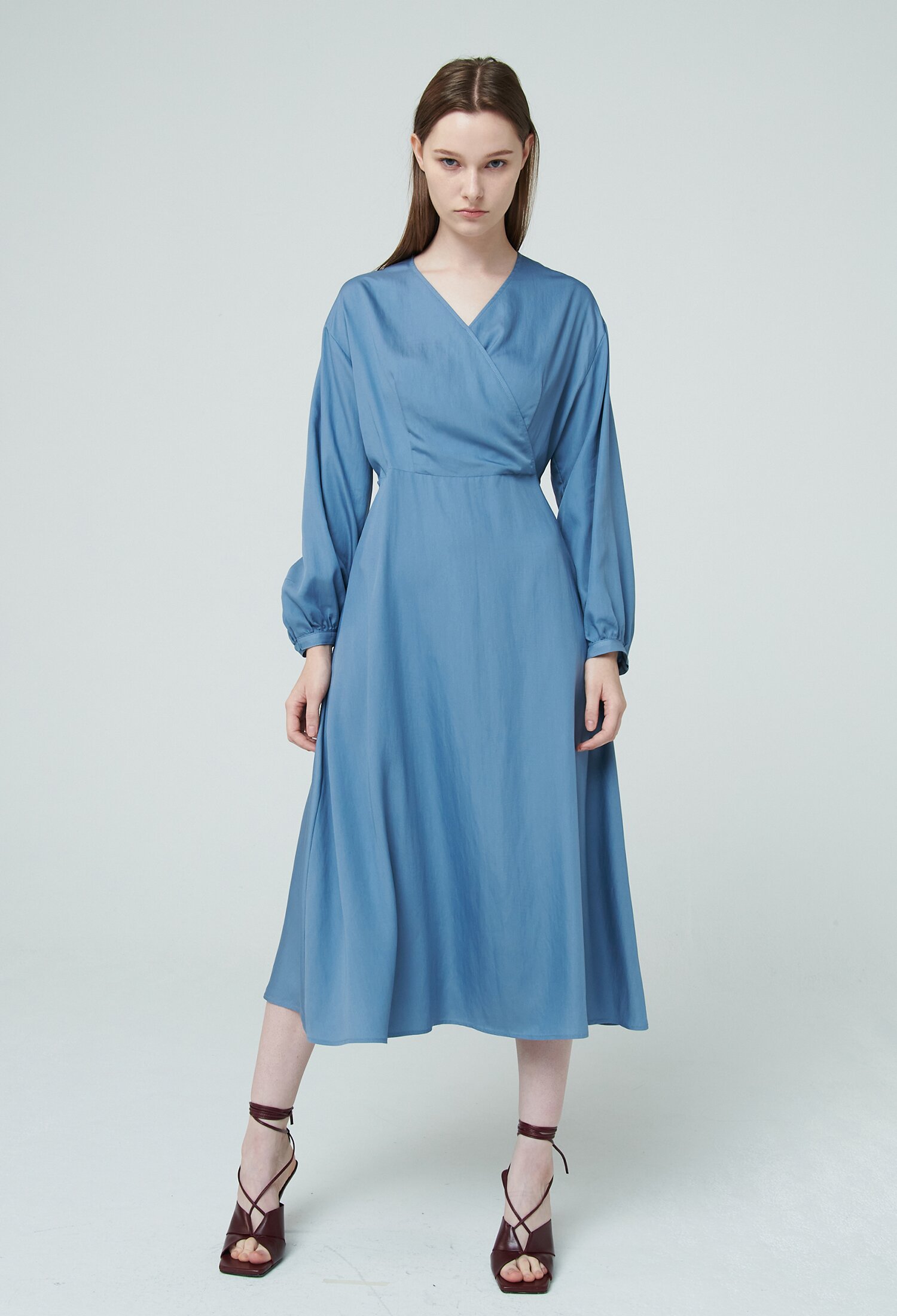 Wrap Flare Dress - Sky Blue