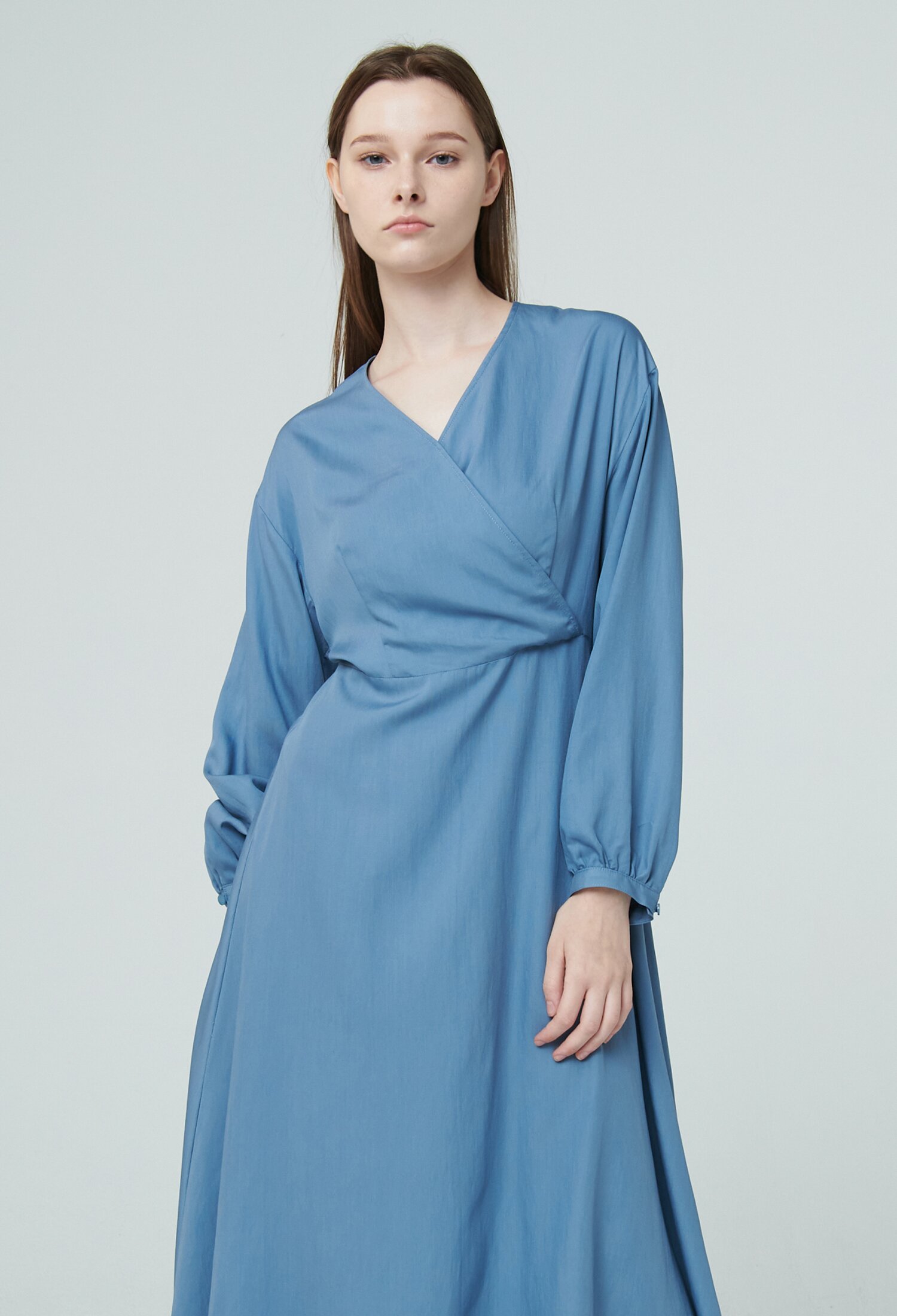Wrap Flare Dress - Sky Blue