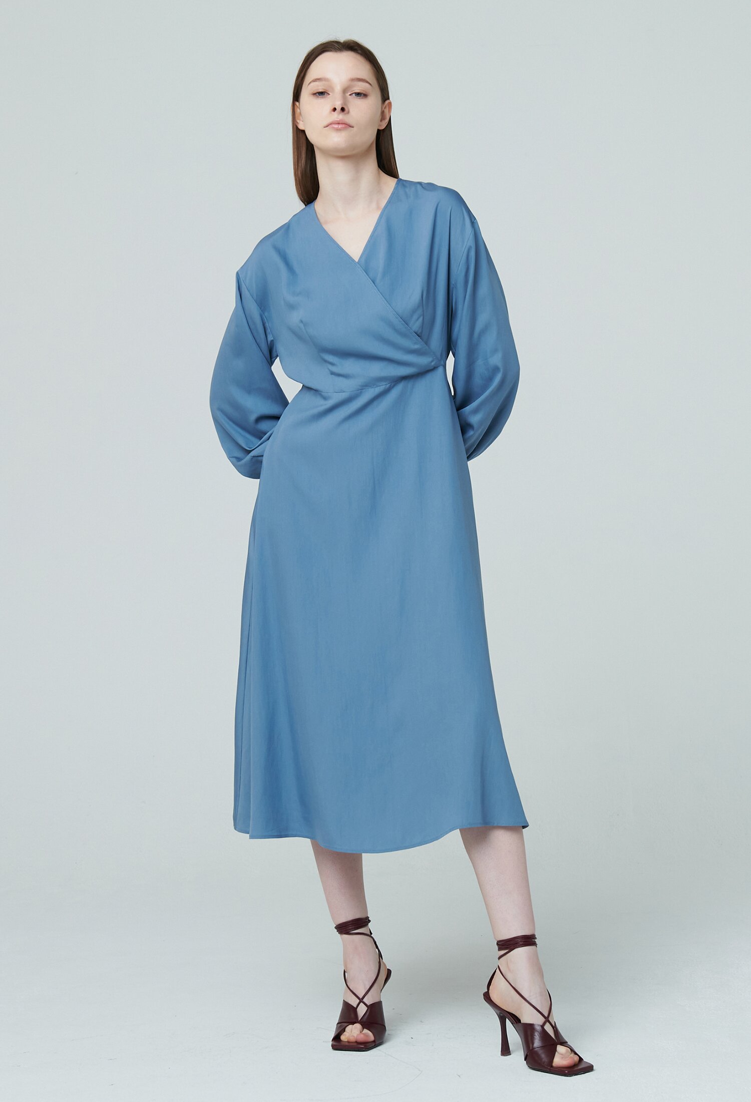 Wrap Flare Dress - Sky Blue