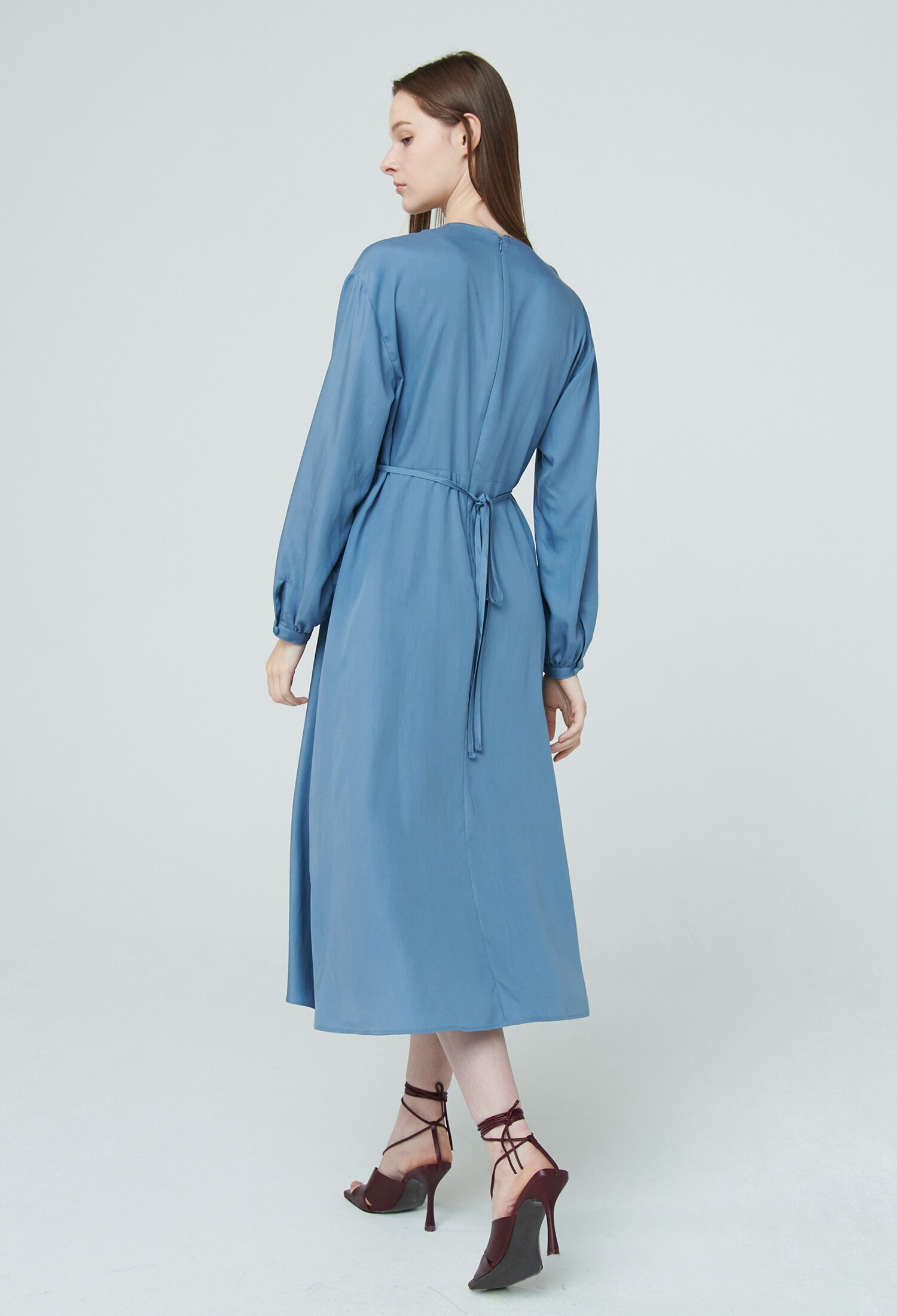 Wrap Flare Dress - Sky Blue