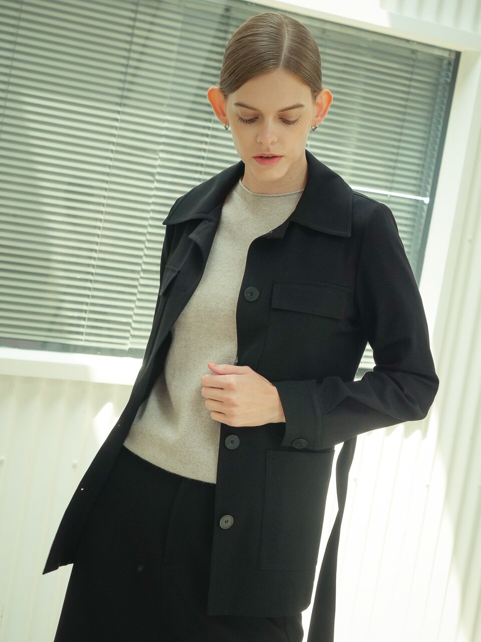 Pocket Detail Single Jacket _Black