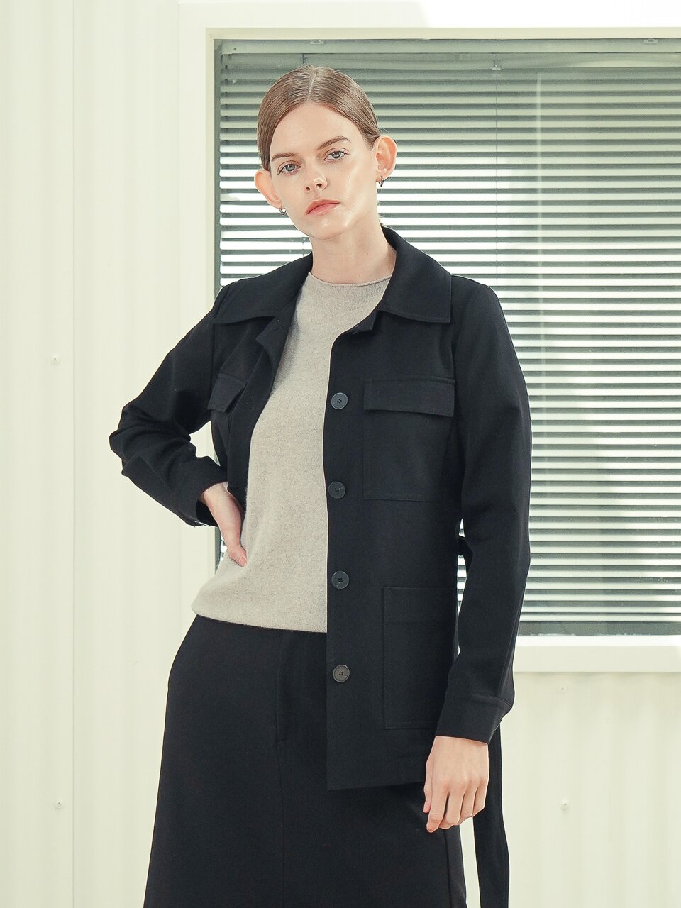 Pocket Detail Single Jacket _Black