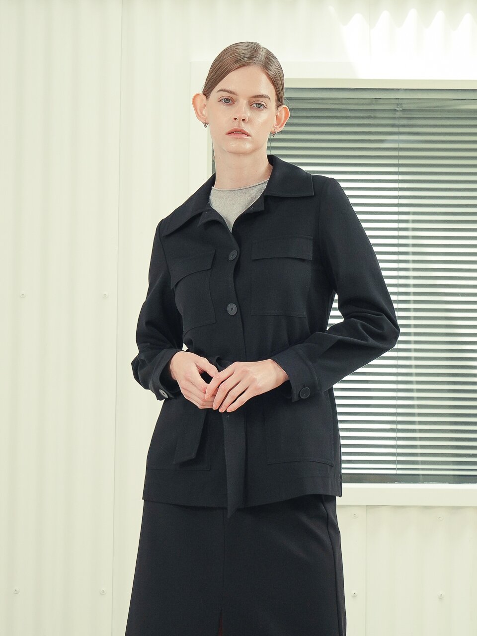 Pocket Detail Single Jacket _Black