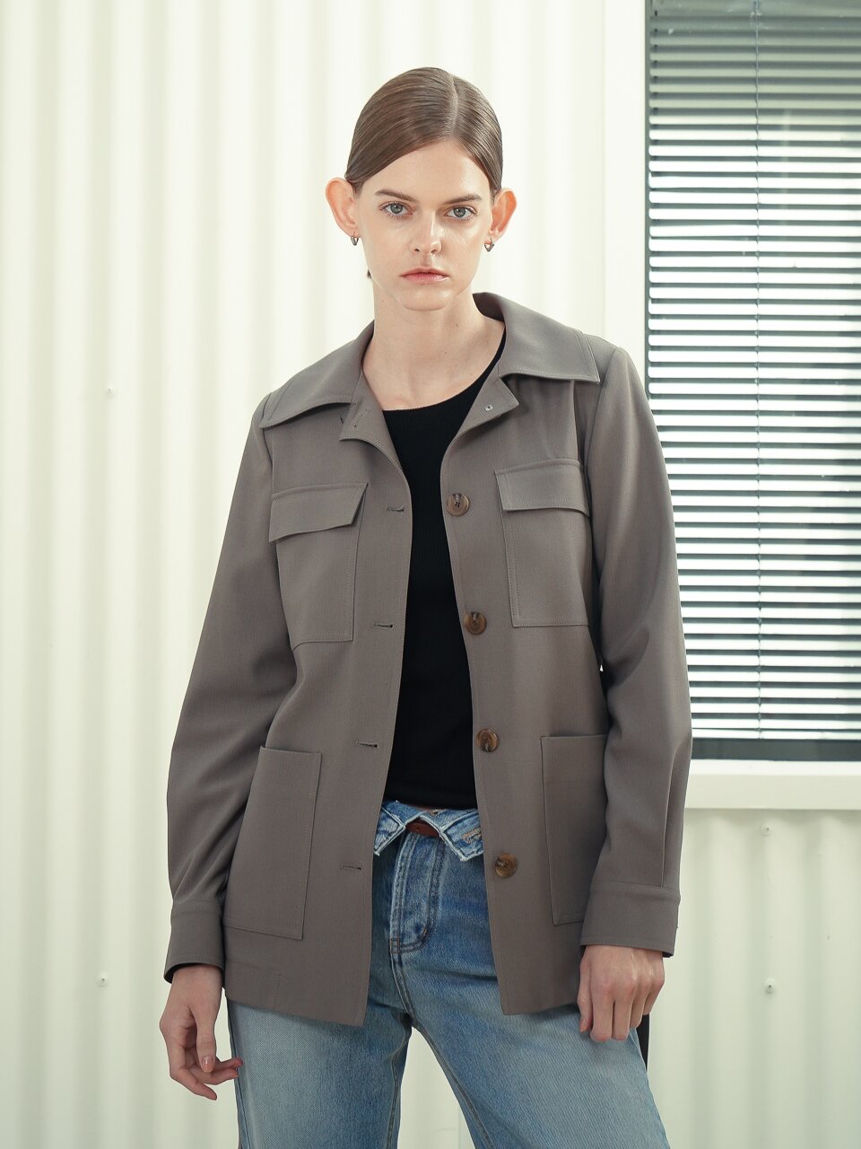 Pocket Detail Single Jacket _Black